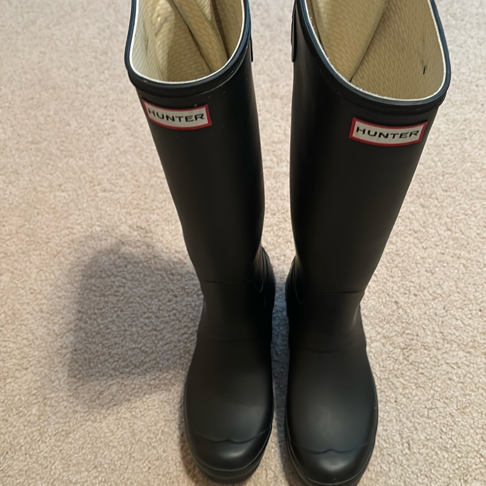 Hunter original back adjustable tall rain boot.